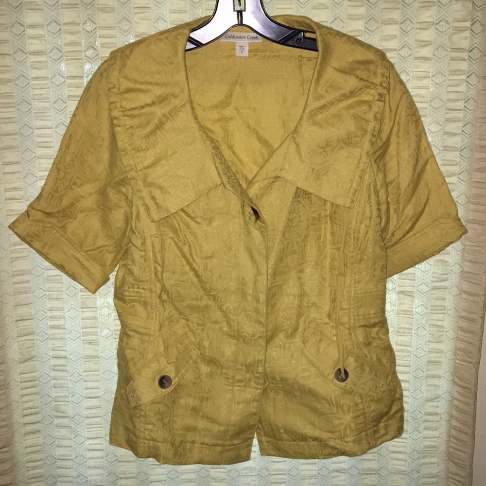 Coldwater Creek mustard shirt sleeve jacket size 6